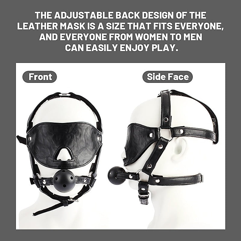 Blindfold Head Harness with Ball Gag by Chisa - Bondage Gags and Bits