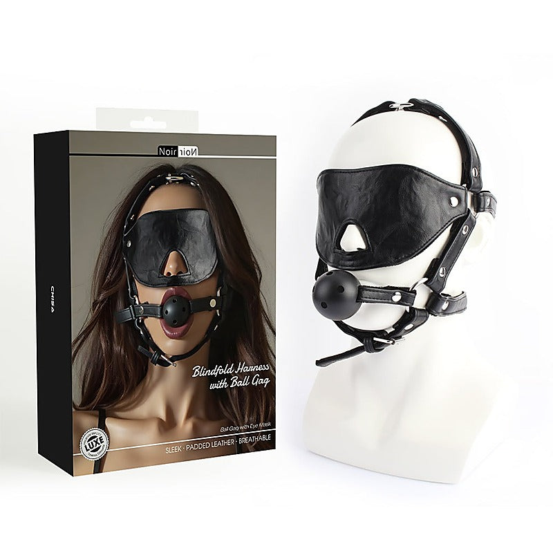 Blindfold Head Harness with Ball Gag by Chisa - Bondage Gags and Bits