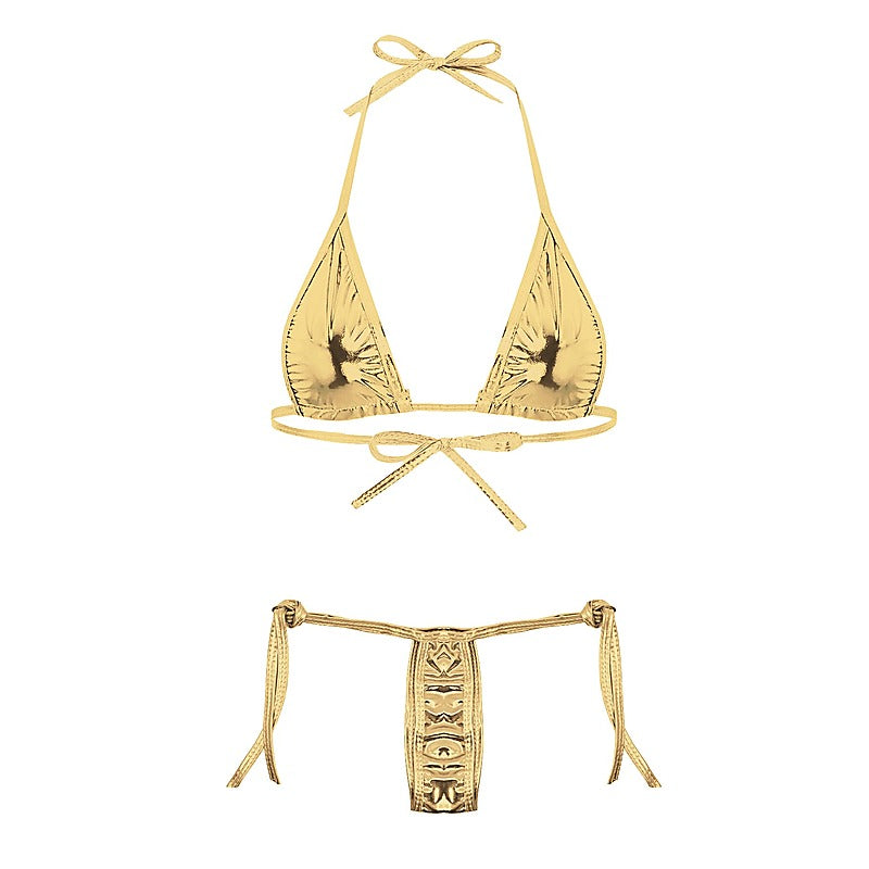 Metallic Micro Bikini Set by Love In Leather - G-Strings, Panties and Shorts