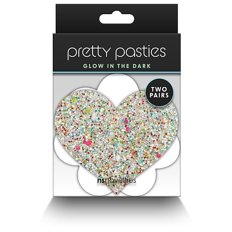 Pretty Pasties Heart and Flower Glow by NS Novelties - Breast and Nipple Toys