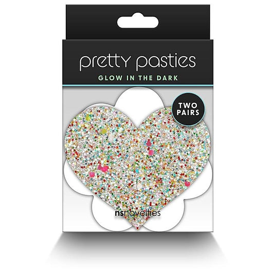Pretty Pasties Heart and Flower Glow by NS Novelties - Breast and Nipple Toys