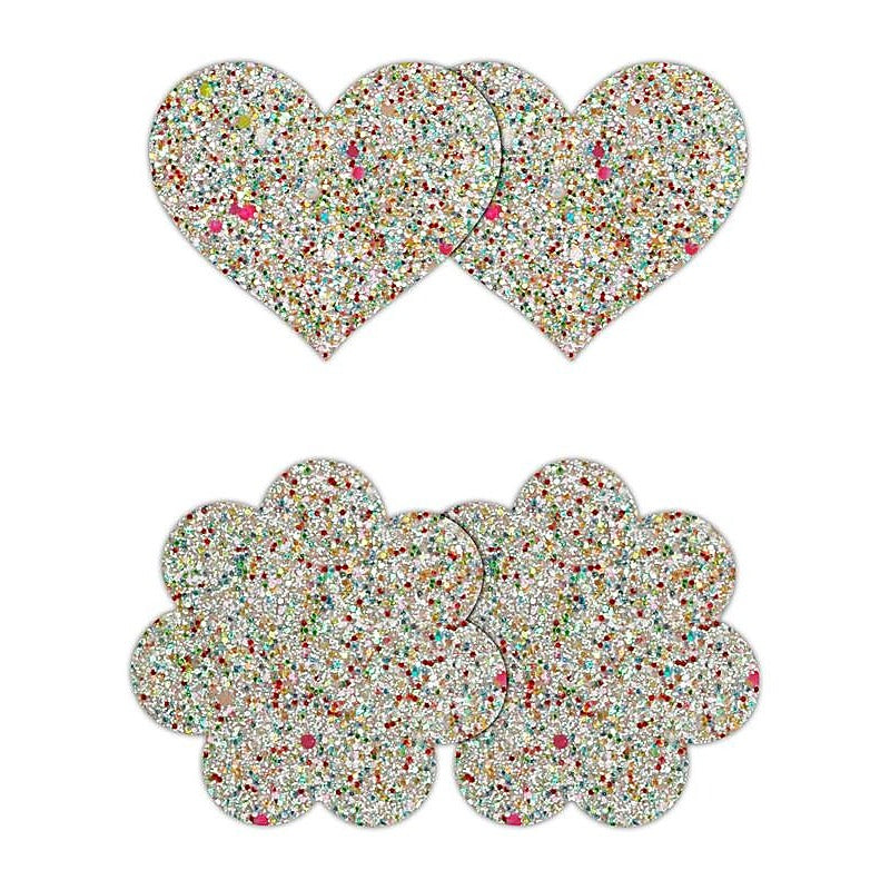 Pretty Pasties Heart and Flower Glow by NS Novelties - Breast and Nipple Toys
