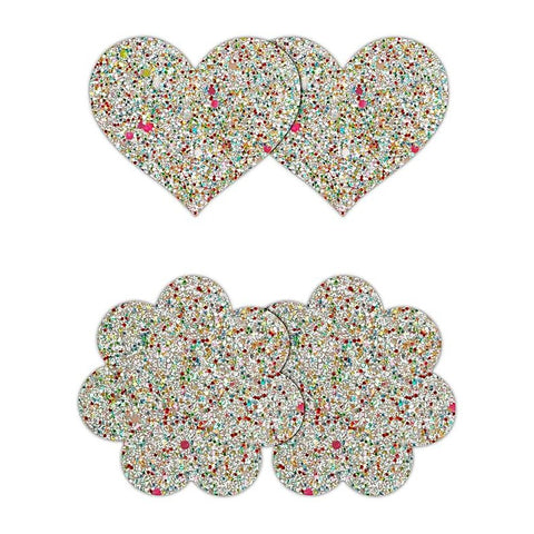 Pretty Pasties Heart and Flower Glow by NS Novelties - Breast and Nipple Toys