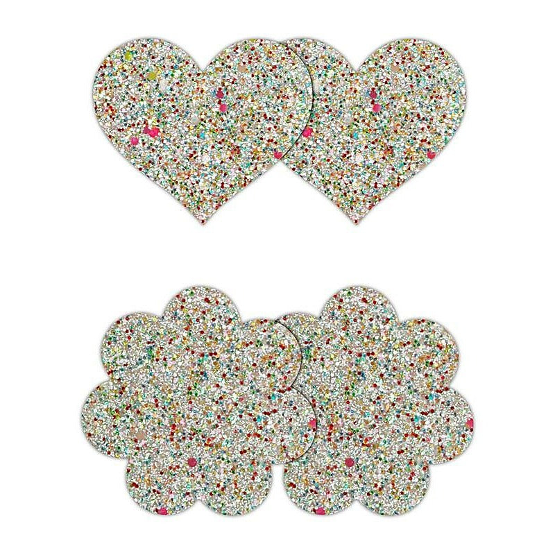 Pretty Pasties Heart and Flower Glow by NS Novelties - Breast and Nipple Toys