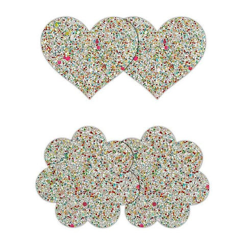 Pretty Pasties Heart and Flower Glow by NS Novelties - Breast and Nipple Toys