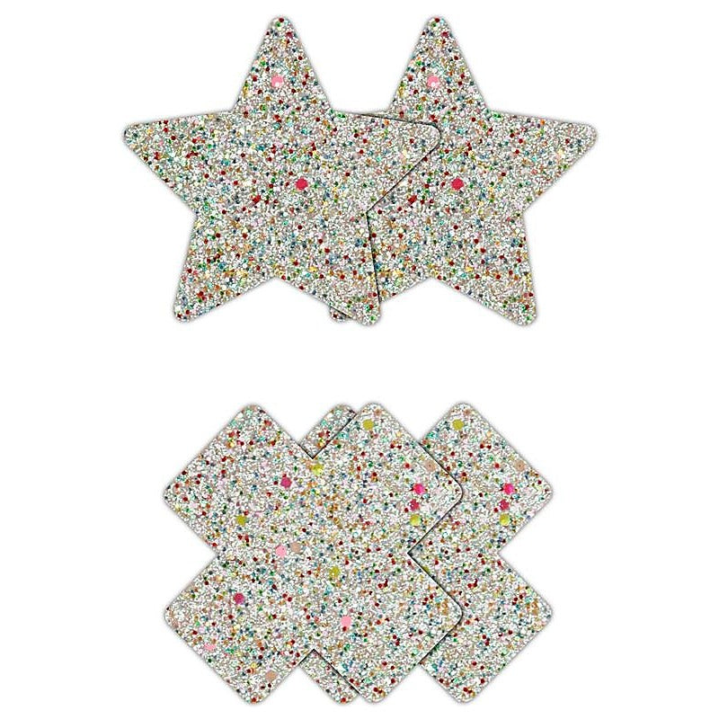 Pretty Pasties Star and Cross Glow by NS Novelties - Breast and Nipple Toys