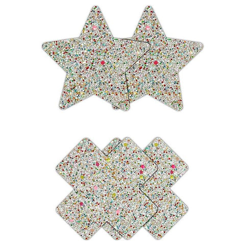 Pretty Pasties Star and Cross Glow by NS Novelties - Breast and Nipple Toys