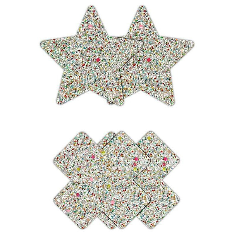Pretty Pasties Star and Cross Glow by NS Novelties - Breast and Nipple Toys