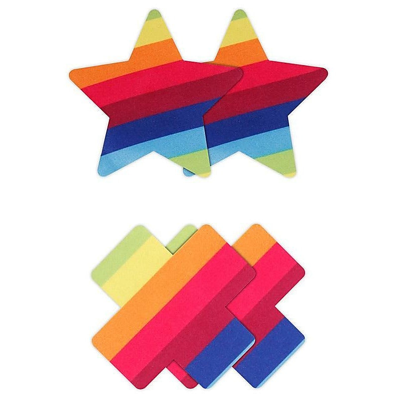 Pretty Pasties Pride Cross and Star Rainbow by NS Novelties - Breast and Nipple Toys