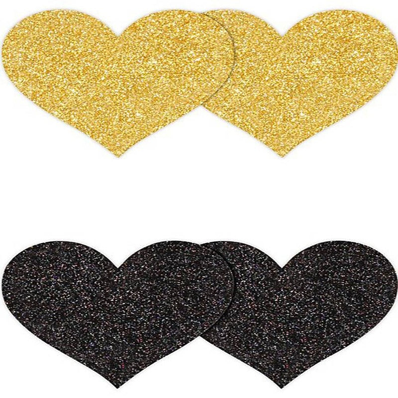Pretty Glitter Hearts Shape Nipple Pasties by NS Novelties - Breast and Nipple Toys