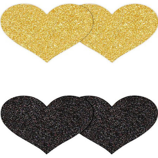 Pretty Glitter Hearts Shape Nipple Pasties by NS Novelties - Breast and Nipple Toys