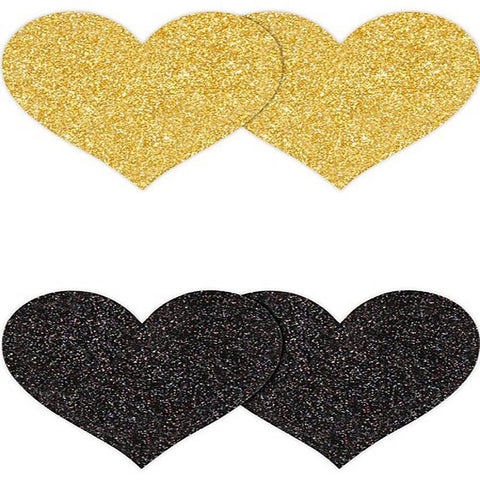 Pretty Glitter Hearts Shape Nipple Pasties by NS Novelties - Breast and Nipple Toys