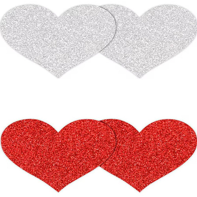 Pretty Glitter Hearts Shape Nipple Pasties by NS Novelties - Breast and Nipple Toys