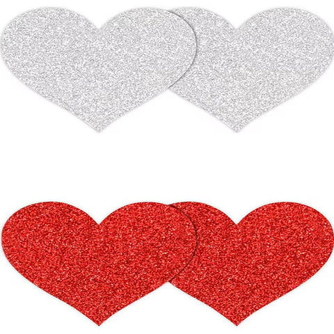 Pretty Glitter Hearts Shape Nipple Pasties by NS Novelties - Breast and Nipple Toys