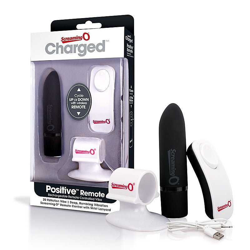 Screaming O Charged Positive Remote Control Vibrator Black Remote Control - Bullet Vibrators