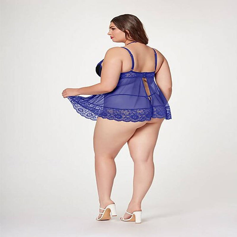 Seven Til Midnight The Romantic Two Piece Babydoll Set Blue - Babydolls and Chemises