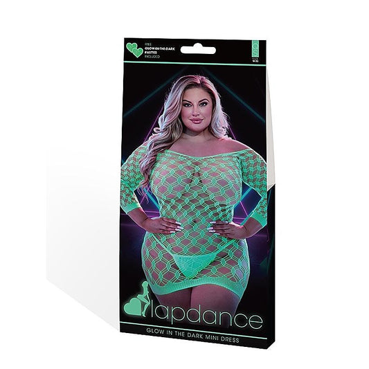 Lapdance Lingerie Glow In The Dark Mini Dress with Sleeve - Teddies and Bodysuits