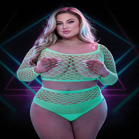 Lapdance Lingerie 2 Piece Glow In The Dark Set - G-Strings, Panties and Shorts