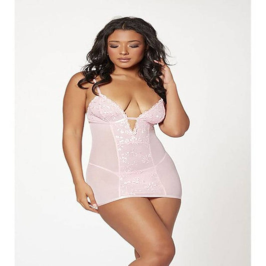 2 Piece Slim Fit Chemise and Thong Panty Set - Babydolls and Chemises