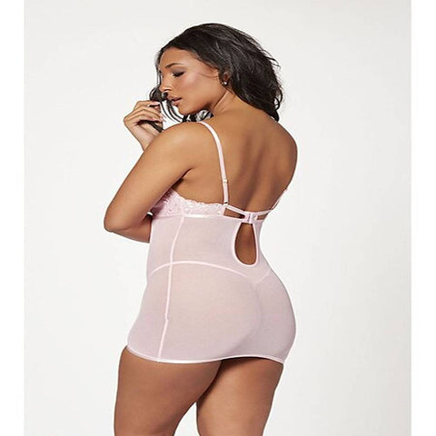 2 Piece Slim Fit Chemise and Thong Panty Set - Babydolls and Chemises