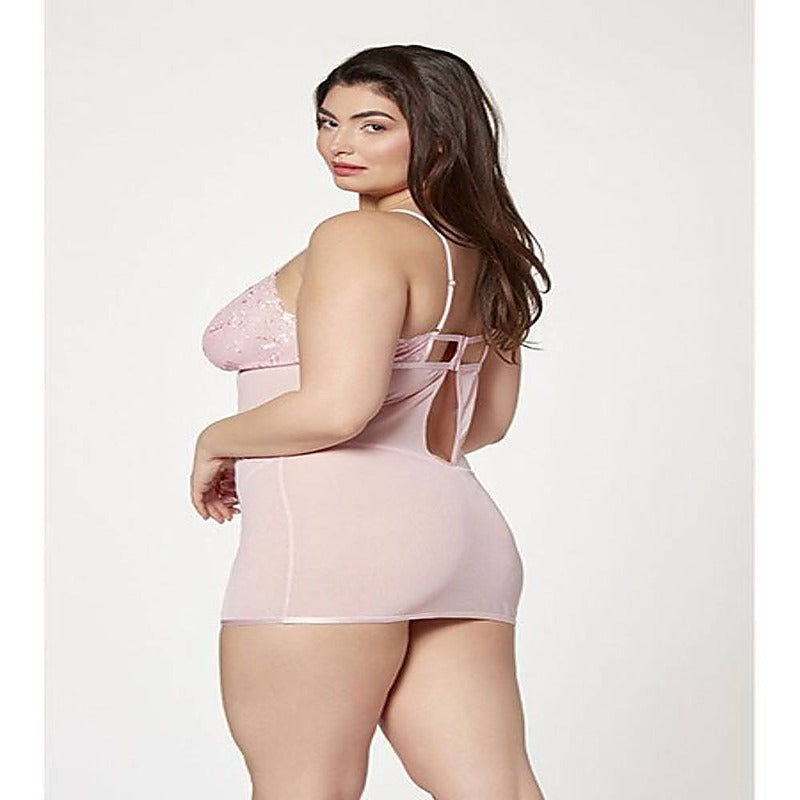2 Piece Slim Fit Chemise and Thong Panty Set - Babydolls and Chemises