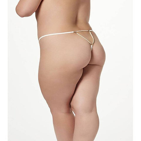 Single Thong Panty With Pearl Back Detail - G-Strings, Panties and Shorts