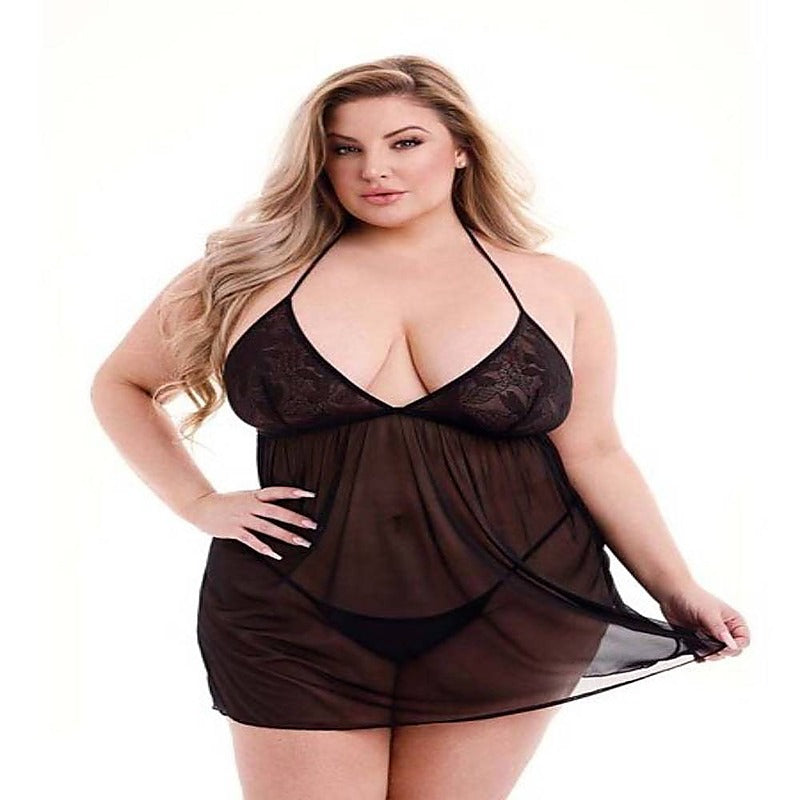 Eco Lace And Mesh Chemise by Baci Lingerie - Babydolls and Chemises