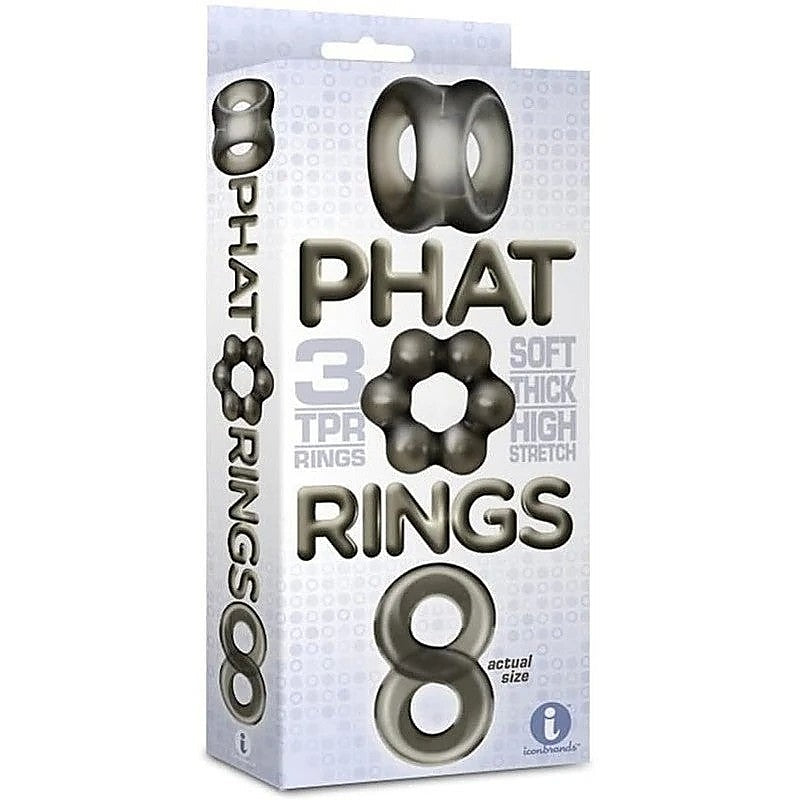 The 9's Phat Rings Smoke 2 Silicone by Icon Brands - Cock Ring Sets