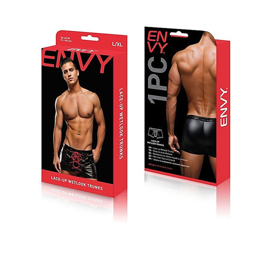 Envy Lace-Up Wetlook Trunks- L Briefs by Envy Menswear - Mens Briefs And Boxers