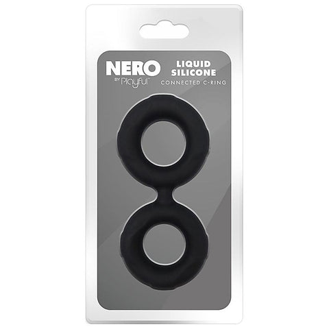 Nero Liquid Silicone Connected Cock Ring by Evolved - Silicone Cock Rings