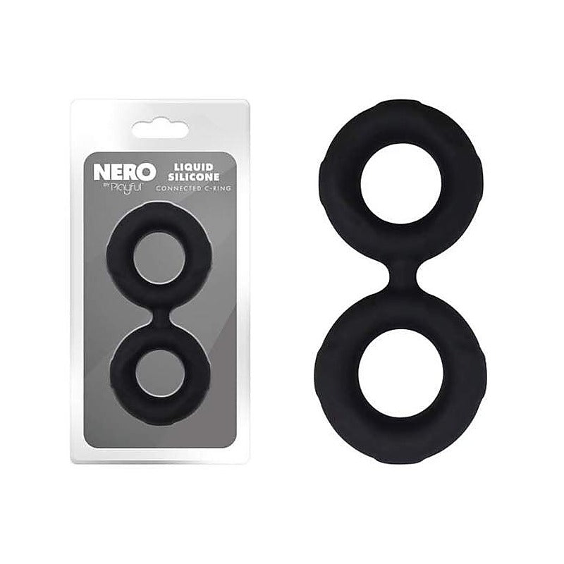 Nero Liquid Silicone Connected Cock Ring by Evolved - Silicone Cock Rings