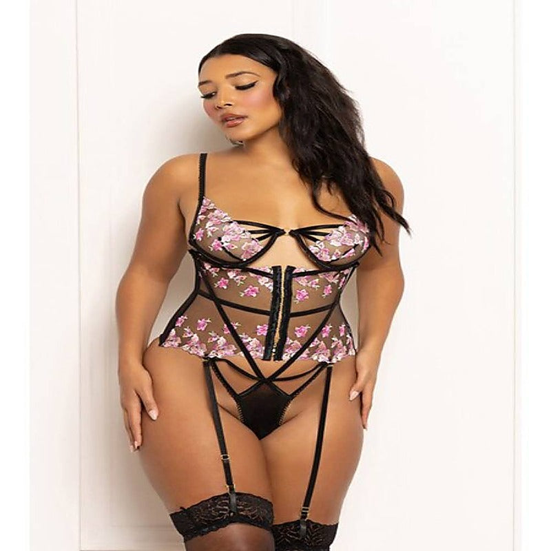Multicolored Embroidered Floral Galloon Lace Teddy - Teddies and Bodysuits