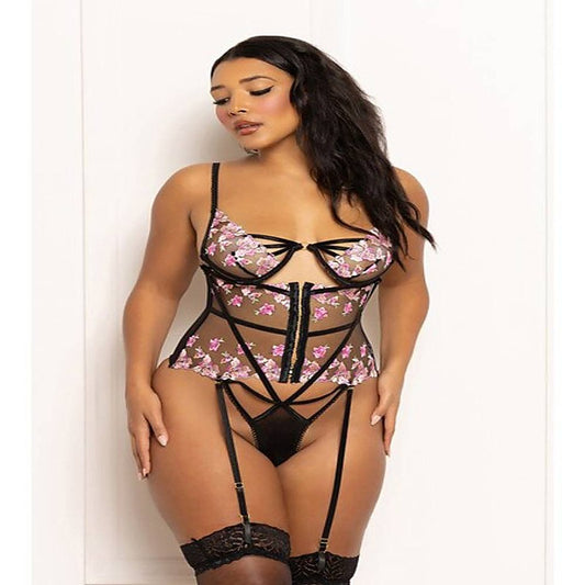 Multicolored Embroidered Floral Galloon Lace Teddy - Teddies and Bodysuits