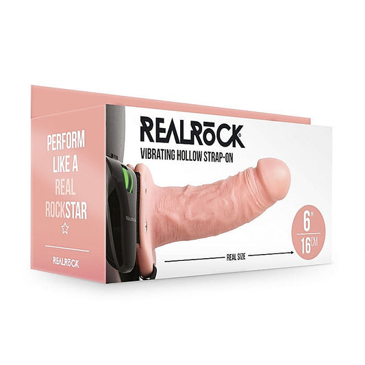 REALROCK Vibrating Hollow Strap-On Dildo Flesh by Shots Toys - Strap On Sextoys