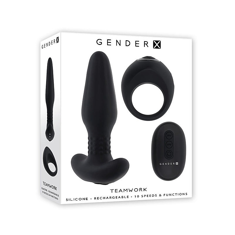 Gender X Teamwork Rimming Butt Plug & Vibrating Cock Ring - Vibrating Cock Rings