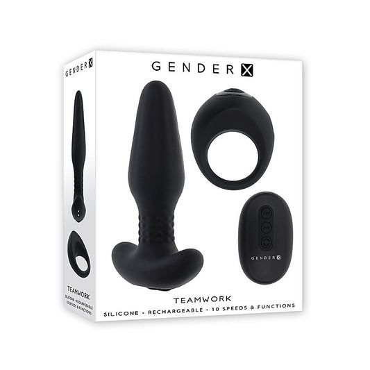 Gender X Teamwork Rimming Butt Plug & Vibrating Cock Ring - Vibrating Cock Rings