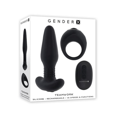 Gender X Teamwork Rimming Butt Plug & Vibrating Cock Ring - Vibrating Cock Rings