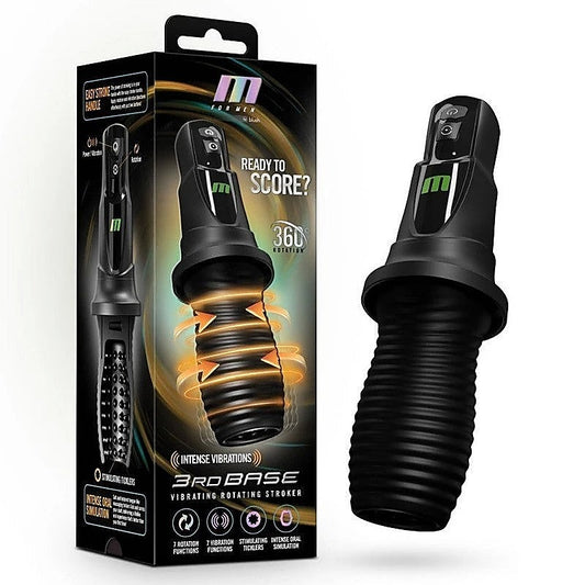 M For Men 3rd Base Vibrating & Rotating Auto Stroker - Masturbators and Strokers