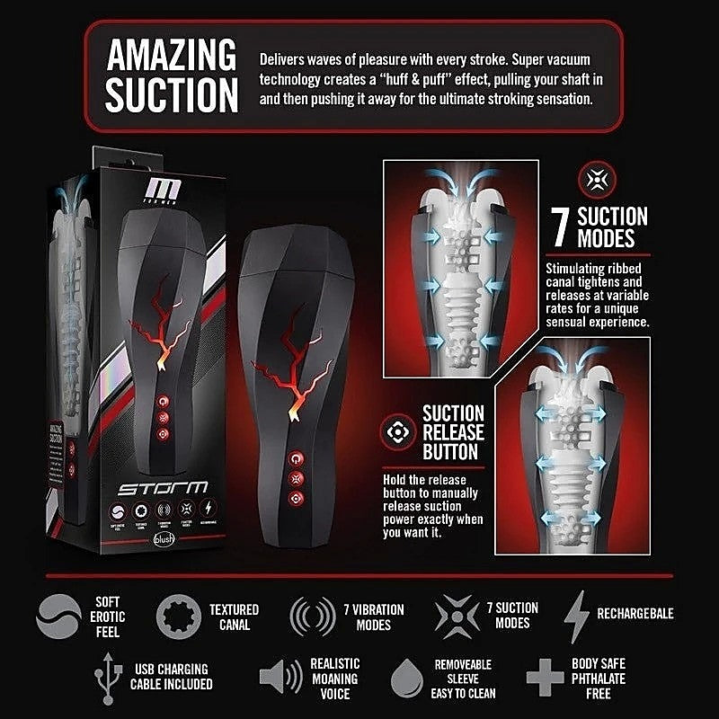 M For Men Storm Milking & Vibrating Auto Stroker - Masturbators and Strokers