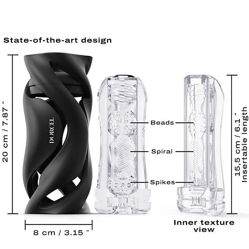 Marc Dorcel Toys DORCEL Deep Blow Manual Mens Masturbator Multi Textured - Masturbators and Strokers
