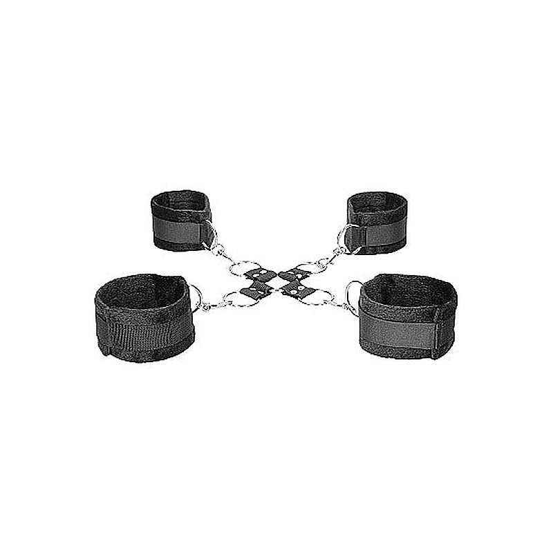 OUCH Black and White Velcro Hogtie by Shots Toys - Cuffs And Restraints