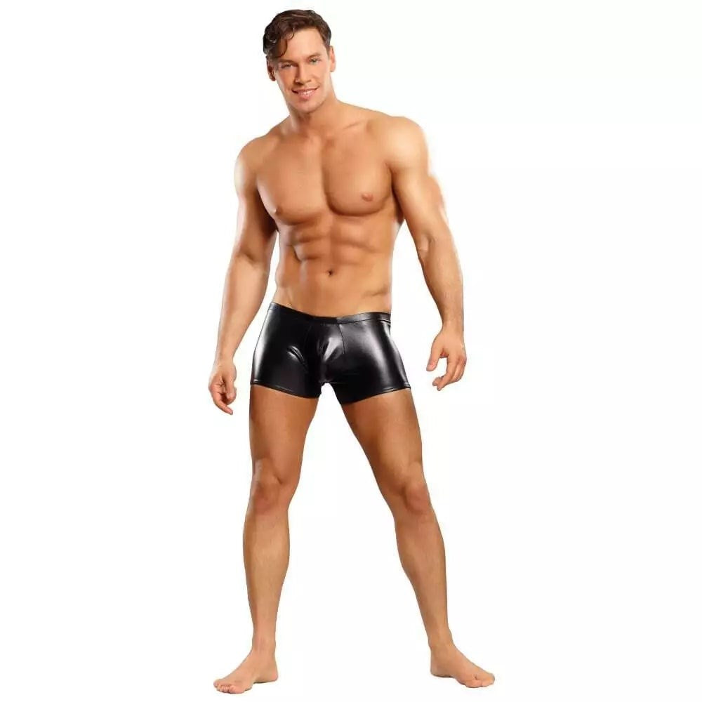 Male Power Faux Leather Pouch Short Four Way Stretch Enhancement - His Fetish