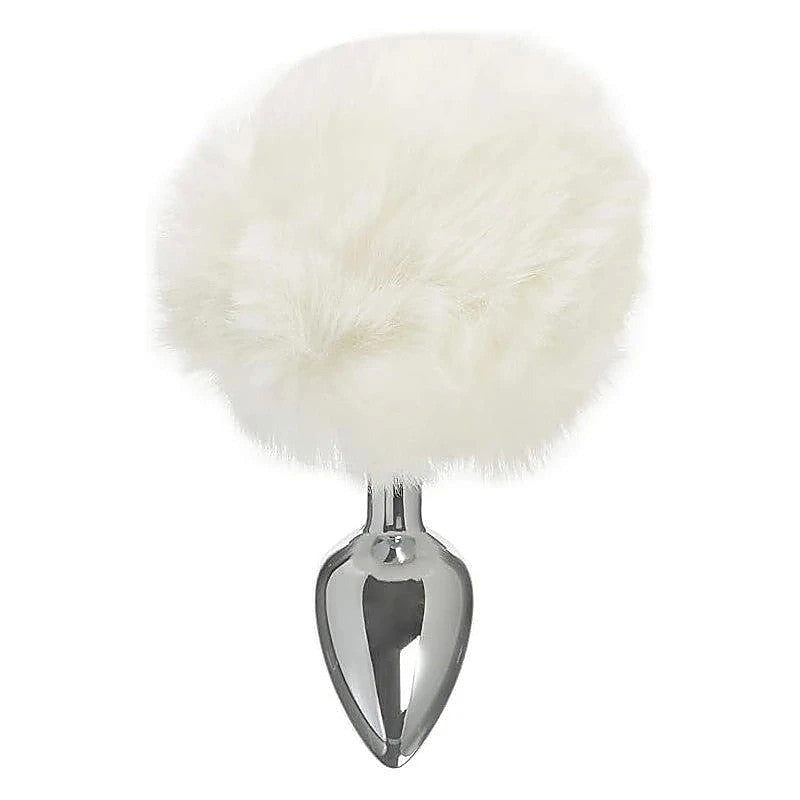 Tailz Semi-Flexible White Bunny Tail Anal Plug by XR Brands - Butt Plugs