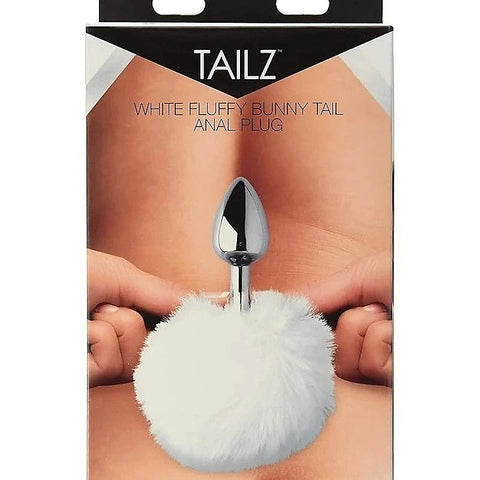 Tailz Semi-Flexible White Bunny Tail Anal Plug by XR Brands - Butt Plugs