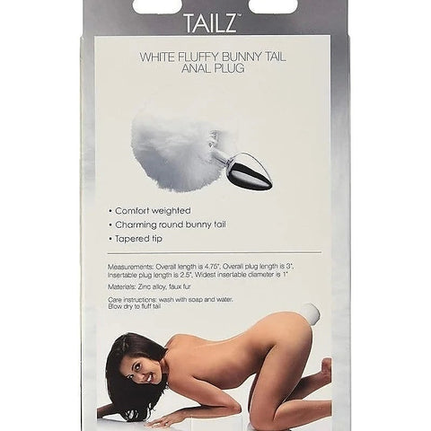Tailz Semi-Flexible White Bunny Tail Anal Plug by XR Brands - Butt Plugs
