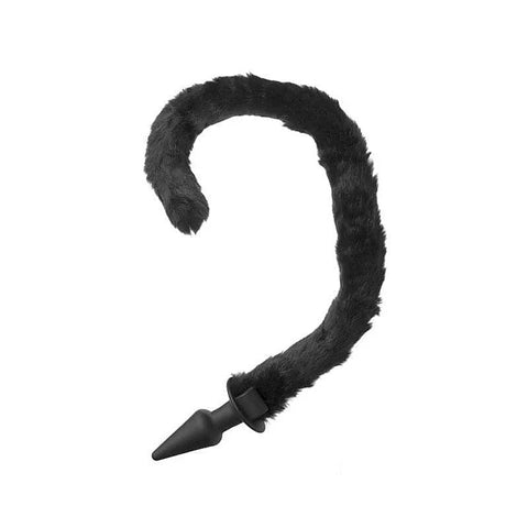 XR Brands Tailz Bad Kitty Silicone Cat Tail Anal Plug with Synthetic Fur - Butt Plugs