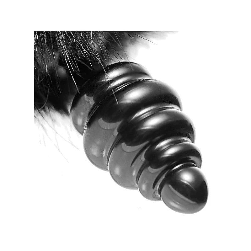 XR Brands Tailz Black Bunny Tail Anal Plug with Temperature Play Feature - Butt Plugs