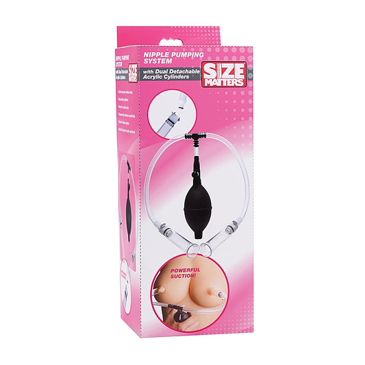 Nipple Pumping System with Dual Cylinders by XR Brands - Breast and Nipple Toys