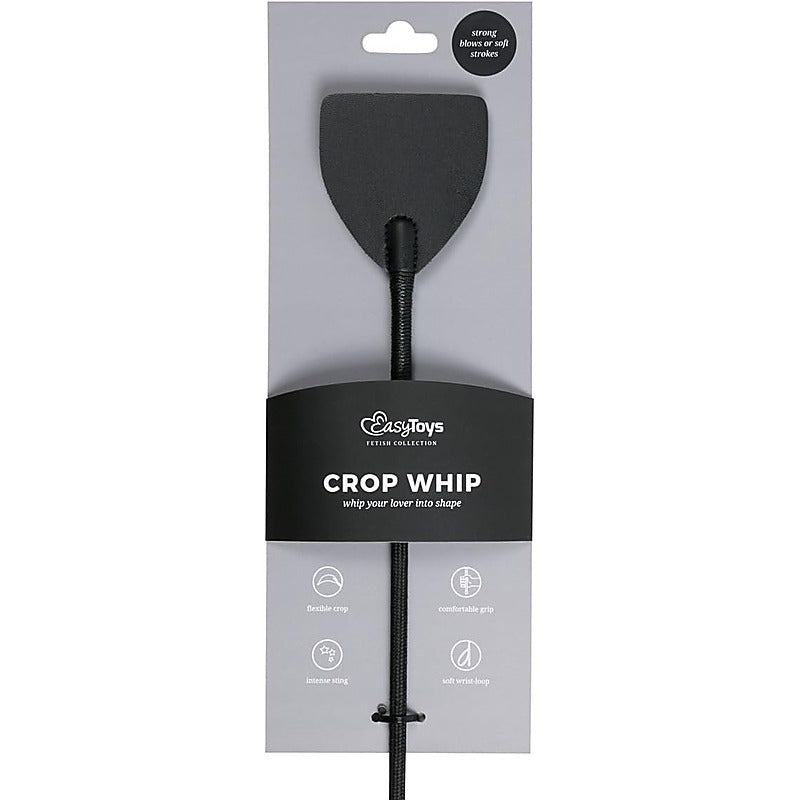 Fetish Collection Wide Crop Bondage Whip Black Premium Impact Play Tool - Whips And Crops