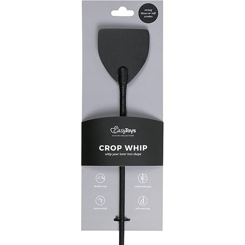 Fetish Collection Wide Crop Bondage Whip Black Premium Impact Play Tool - Whips And Crops